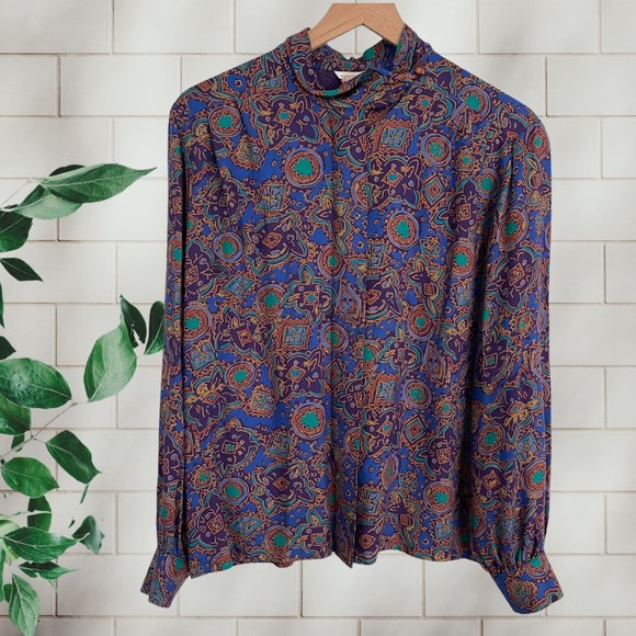 Vintage Sophisticates by Pendleton Abstract Blouse - Picture 1 of 8